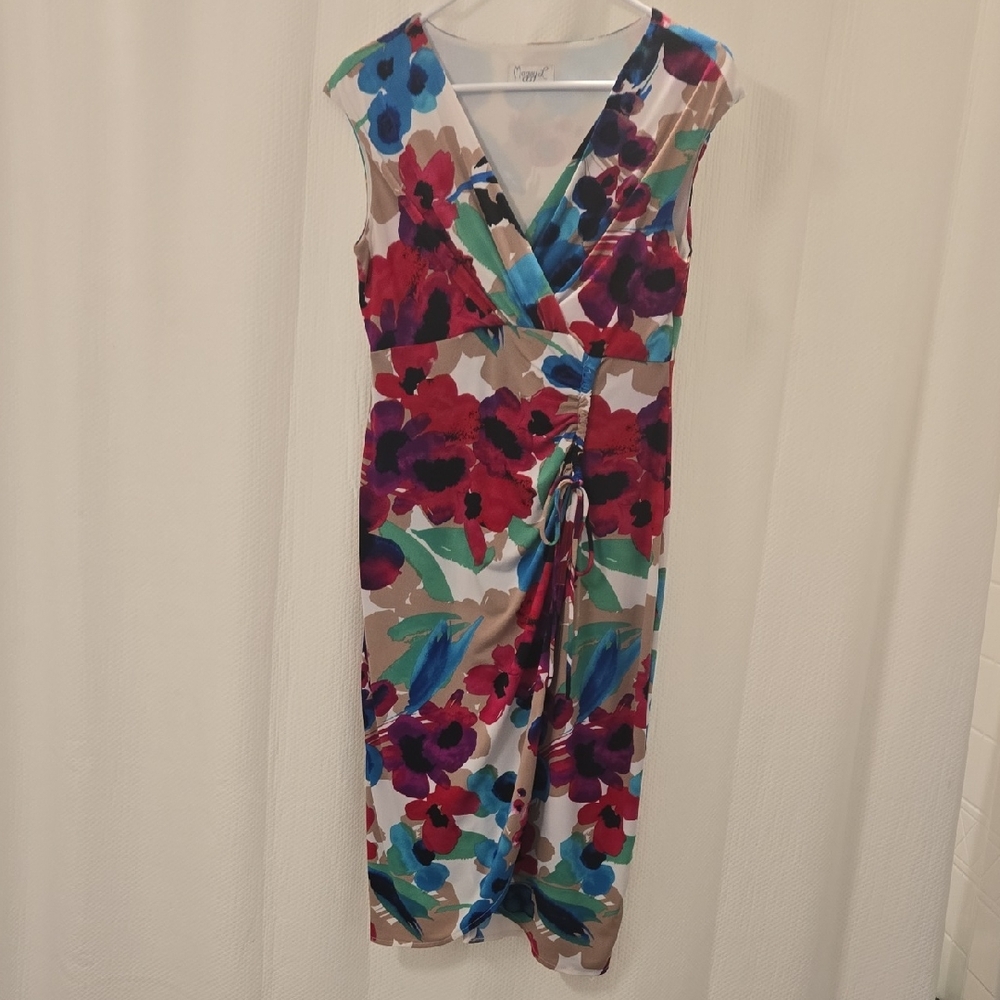 Maggy London Vibrant Floral Wrap Midi Dress